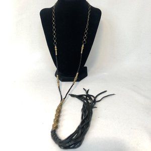 FAB Brass + leather long necklace, AMAZING!!!